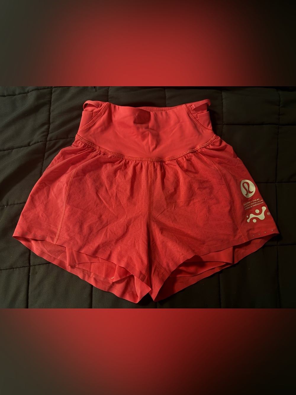 lululemon athletica Coral Red High-Waist Athletic Shorts
